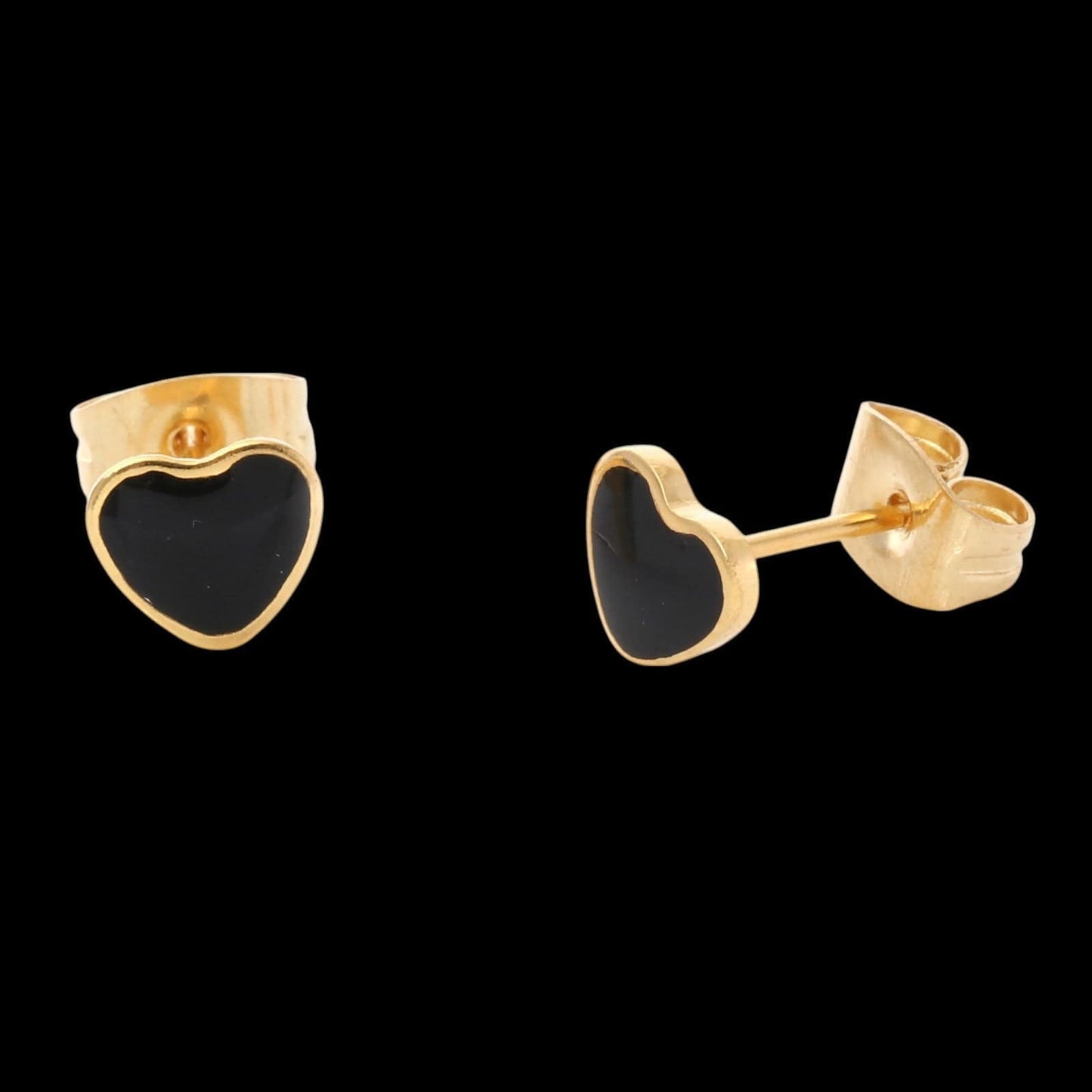 Fame Accessories Black Mini Enamel Heart Stud Earrings