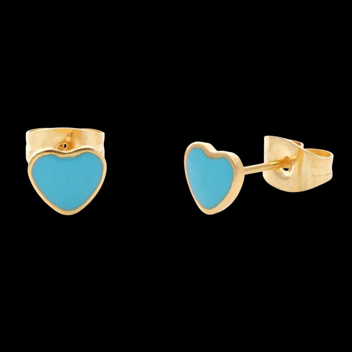 Fame Accessories Blue Mini Enamel Heart Stud Earrings