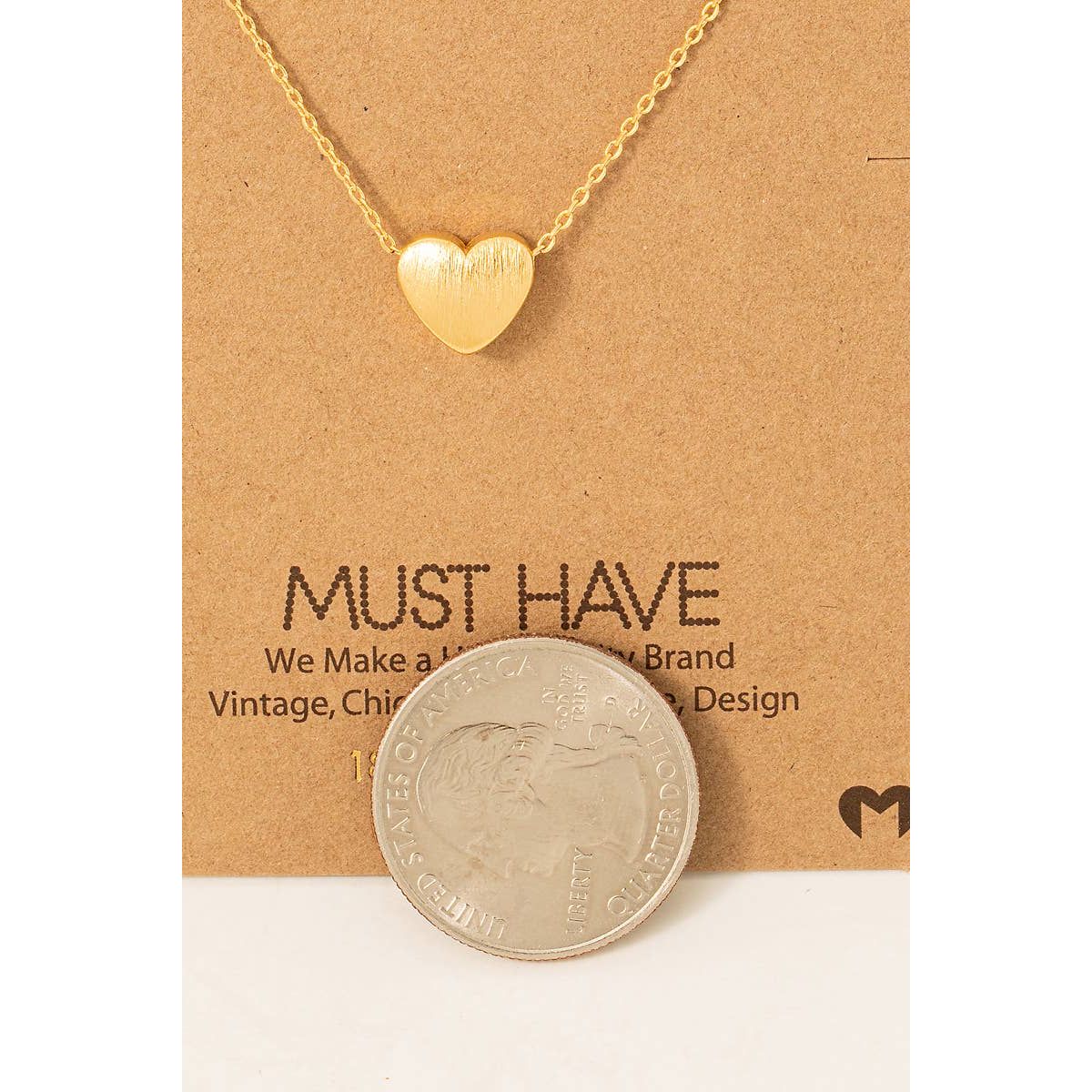 Fame Accessories Brushed Heart Pendant Necklace: G