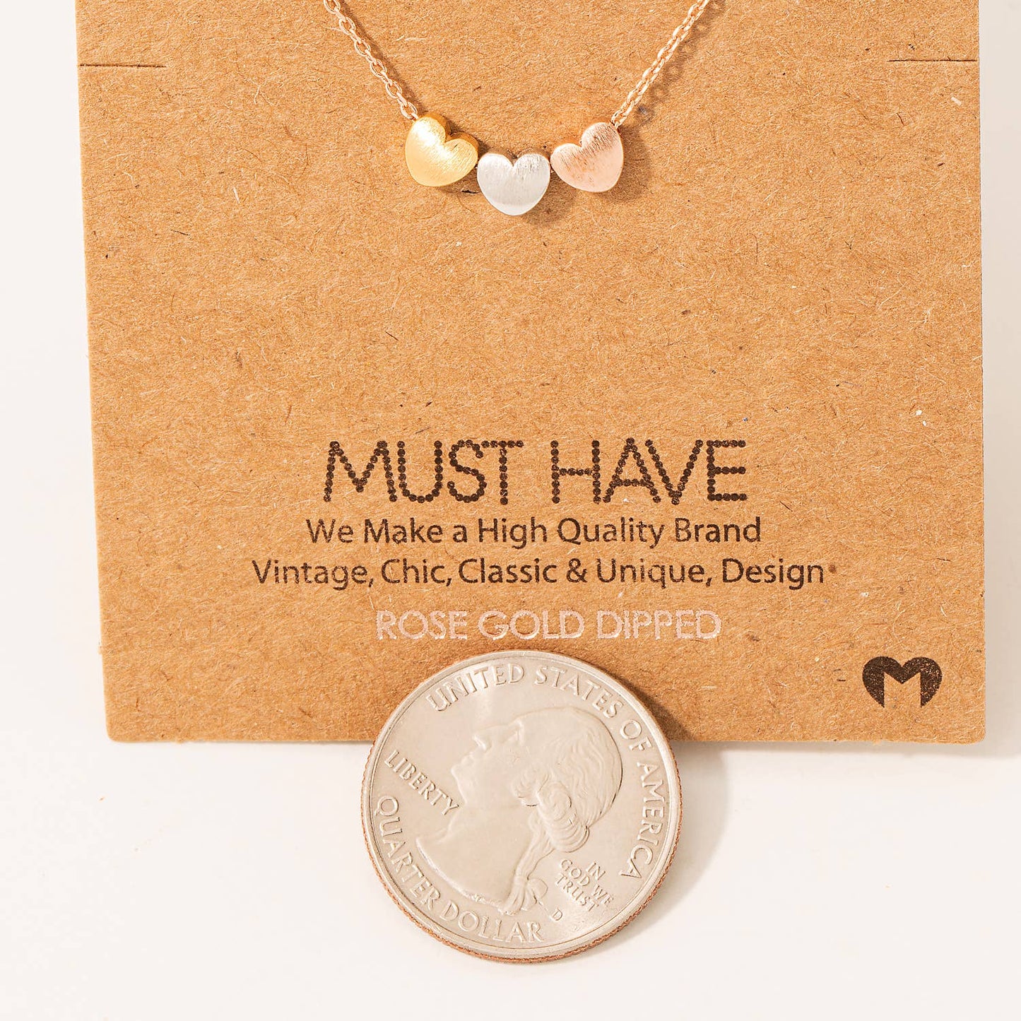Fame Accessories Dainty Three Heart Pendant Necklace: G