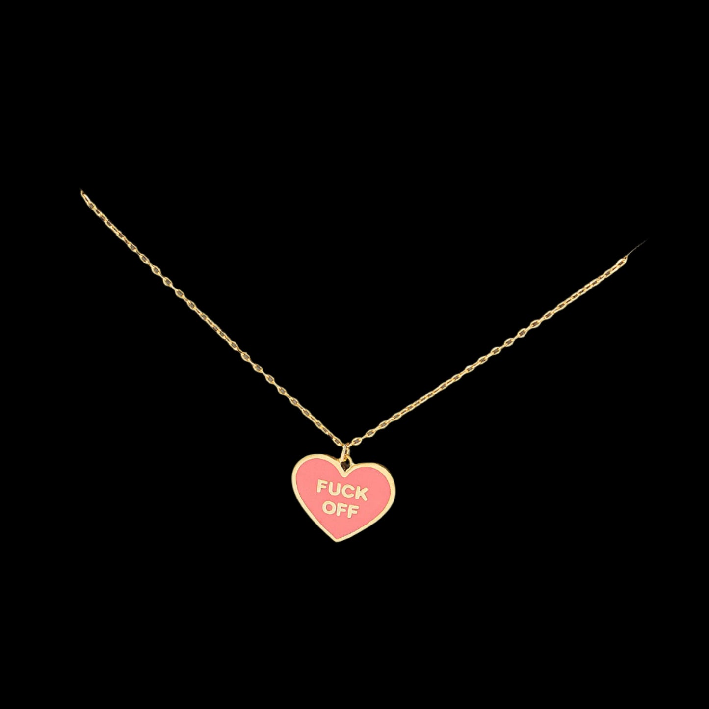 Fame Accessories Fuck Off Heart Pendant Necklace: PK