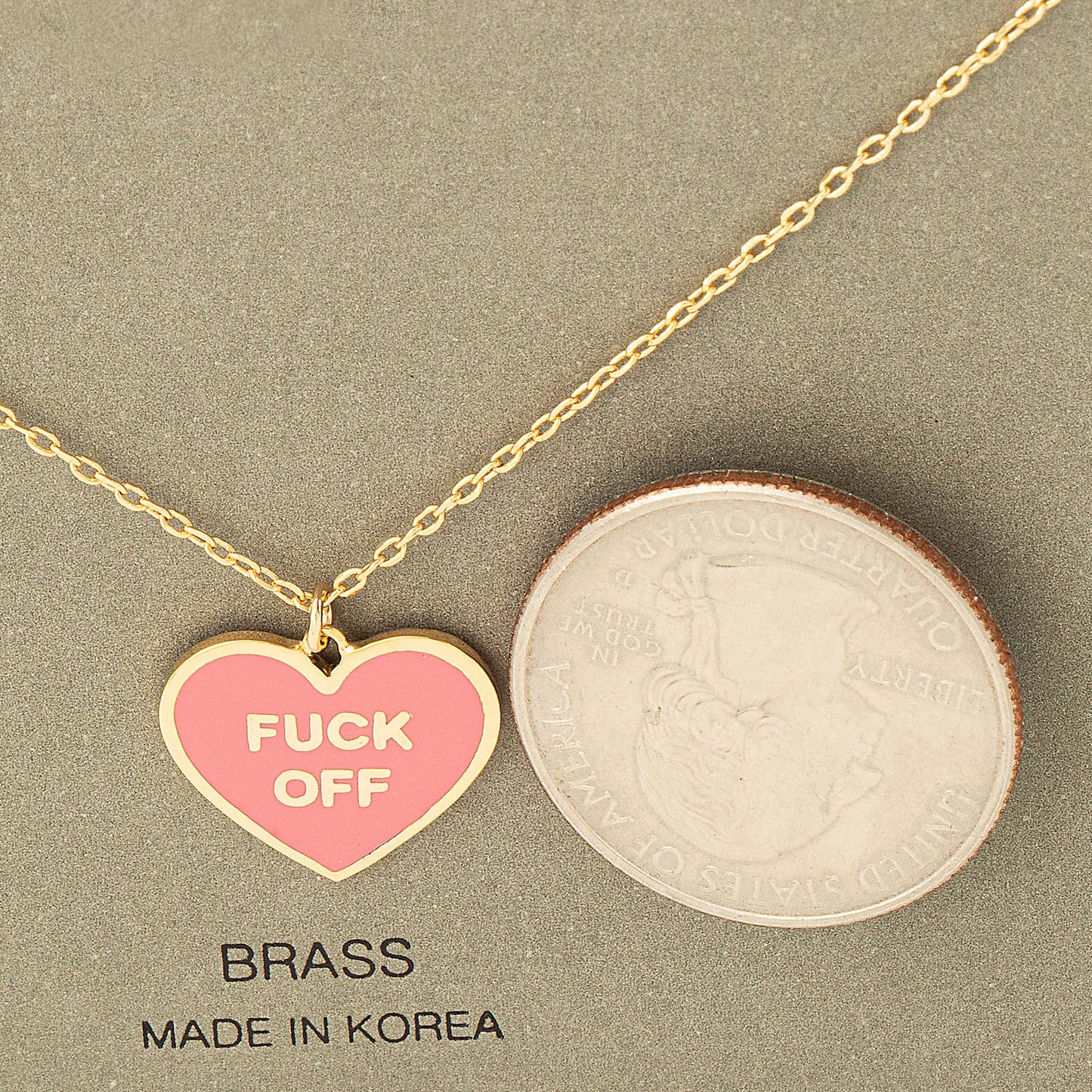 Fame Accessories Fuck Off Heart Pendant Necklace: PK