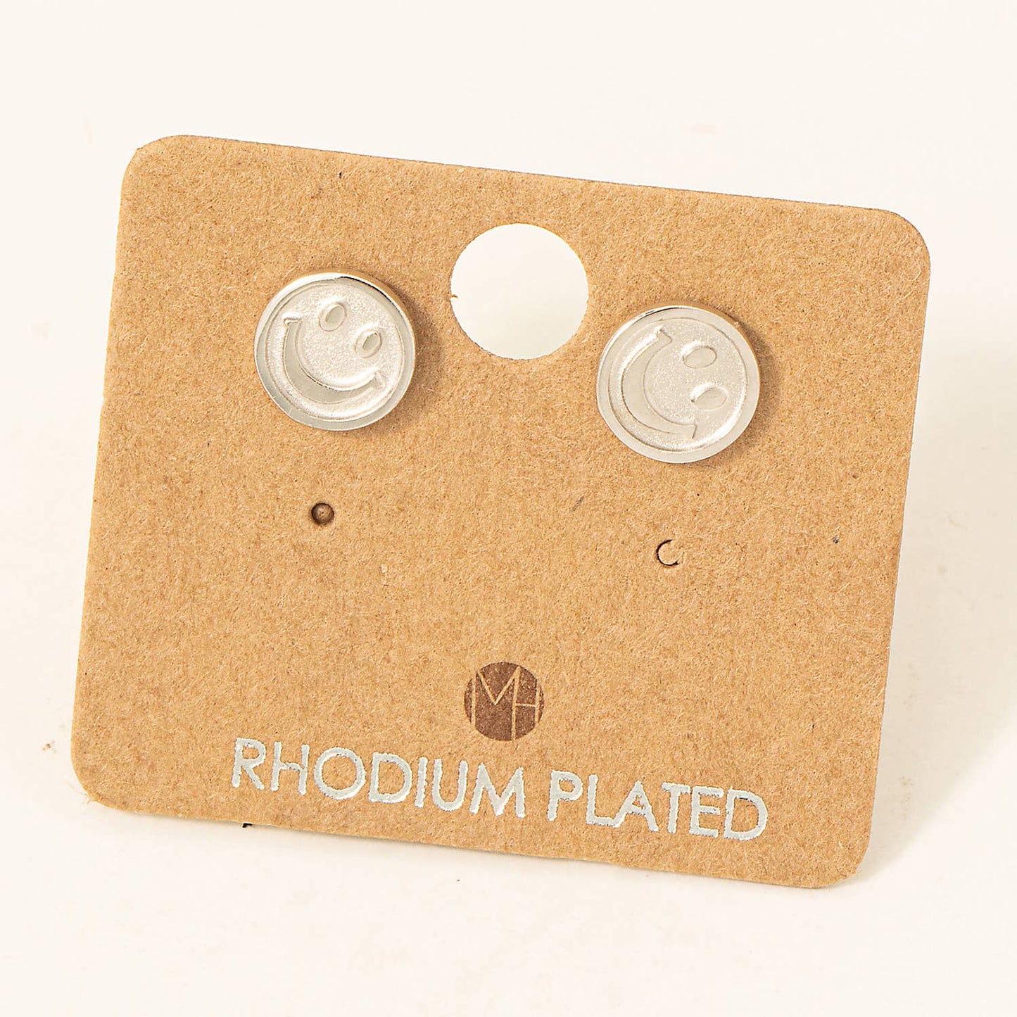 Fame Accessories Gold Dipped Smiley Face Stud Earrings: G