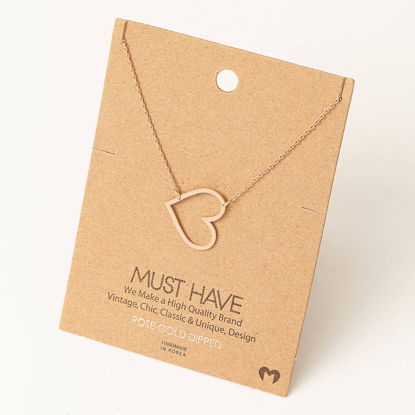 Fame Accessories Heart Cutout Pendant Necklace: G