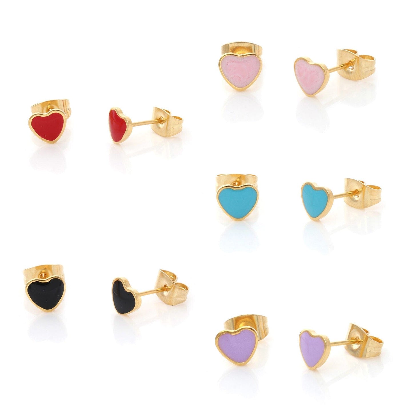 Fame Accessories Mini Enamel Heart Stud Earrings