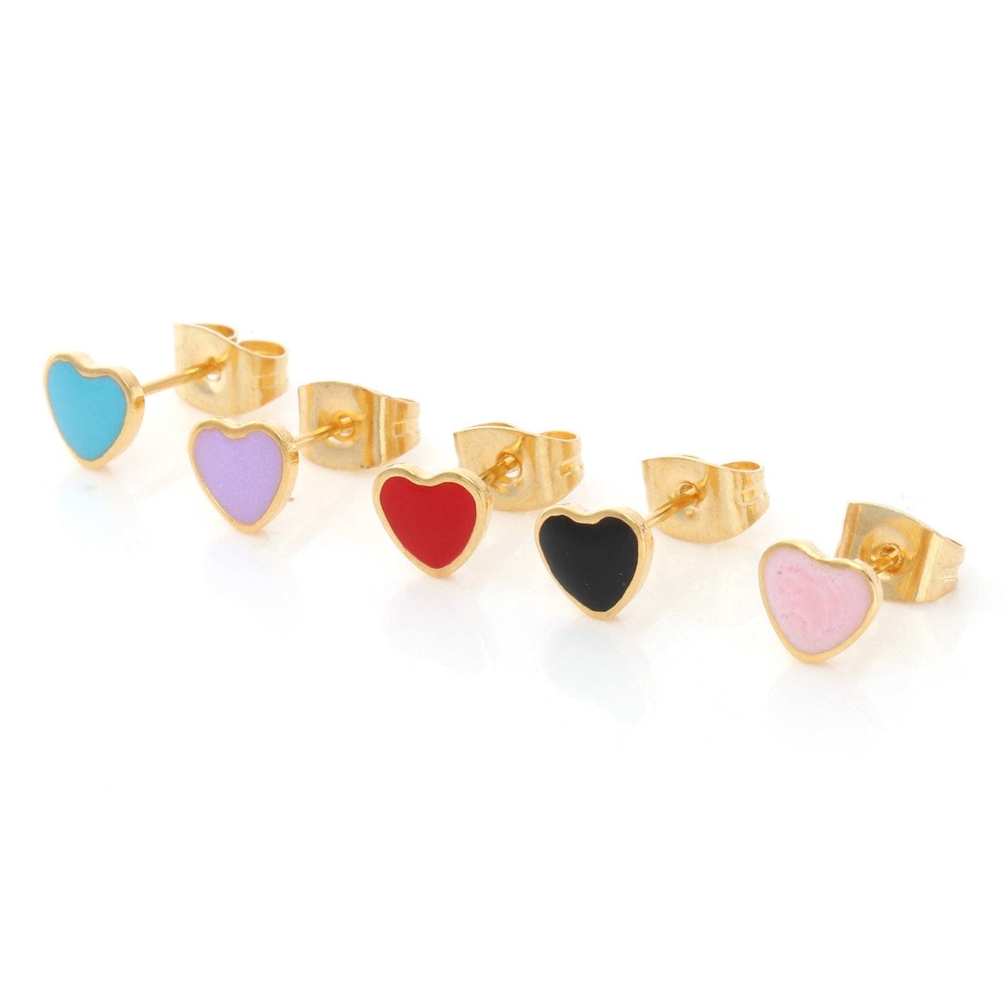 Fame Accessories Mini Enamel Heart Stud Earrings