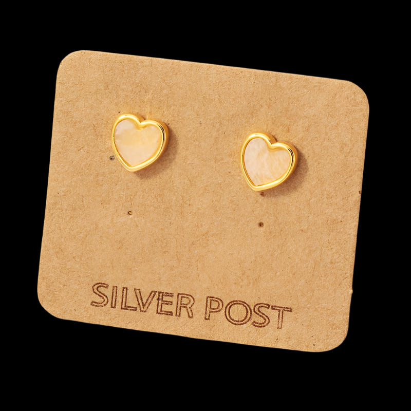 Fame Accessories Mini Gemstone Heart Stud Earrings: G