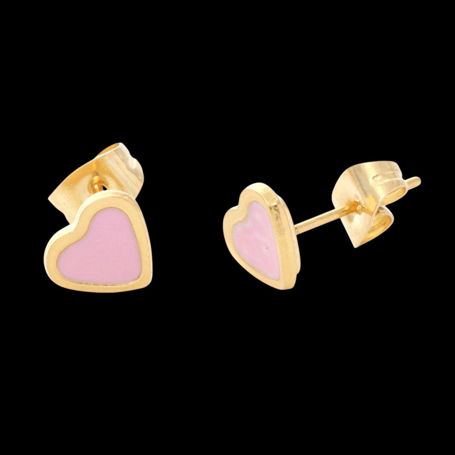 Fame Accessories Pink Mini Enamel Heart Stud Earrings