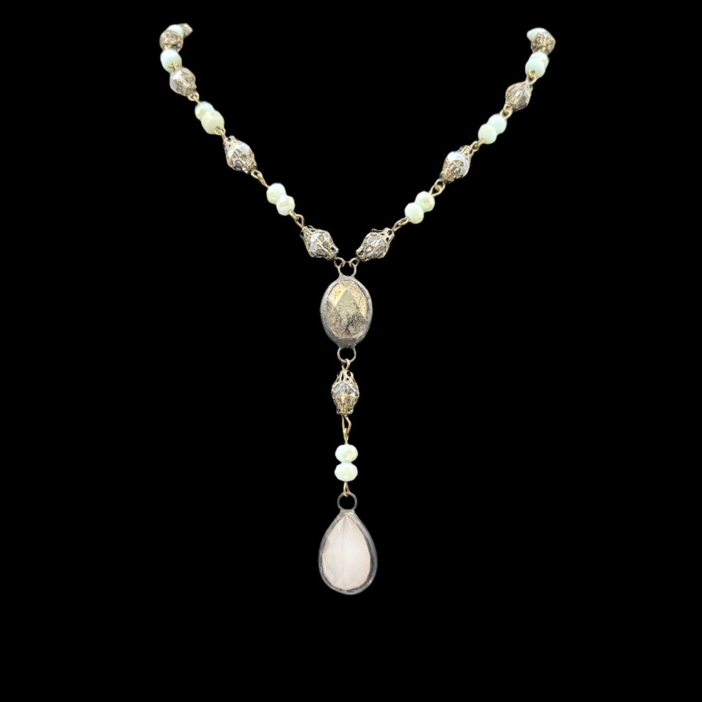 The Smiley Face Boutique Melania Clara Aqua & Blush Drop Necklace – Little Luxuries Collection