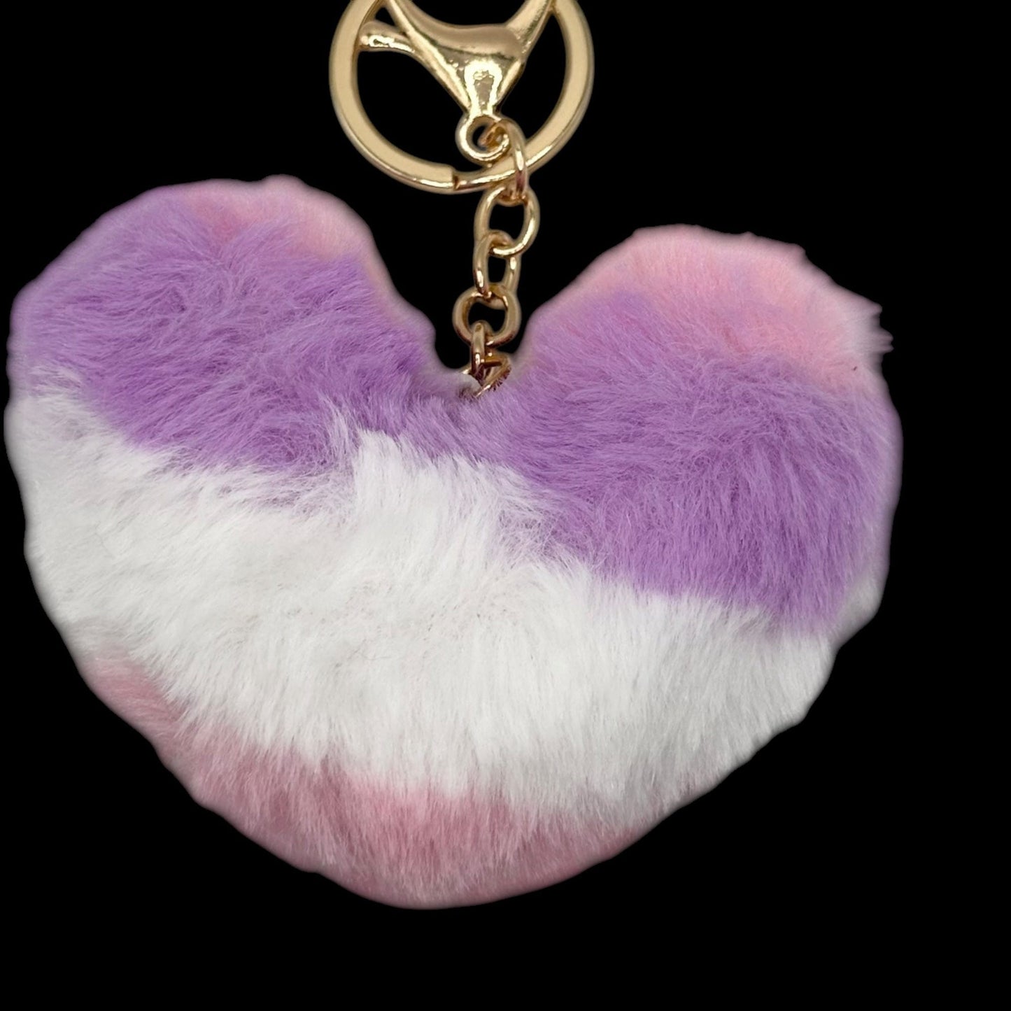 The Smiley Face Boutique Striped Fluffy Heart Keychain ππ
