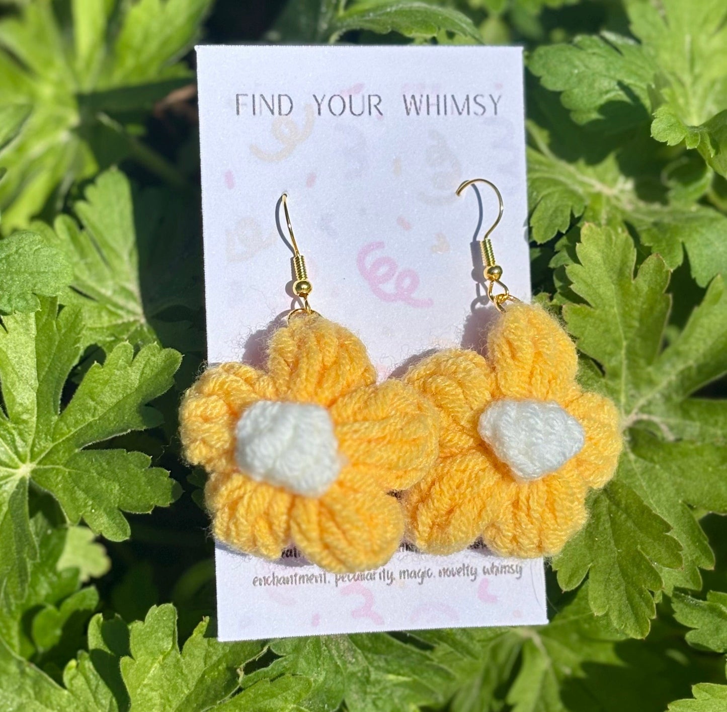 Whitney's Whimzees Orange Handmade Flower Crochet Earrings