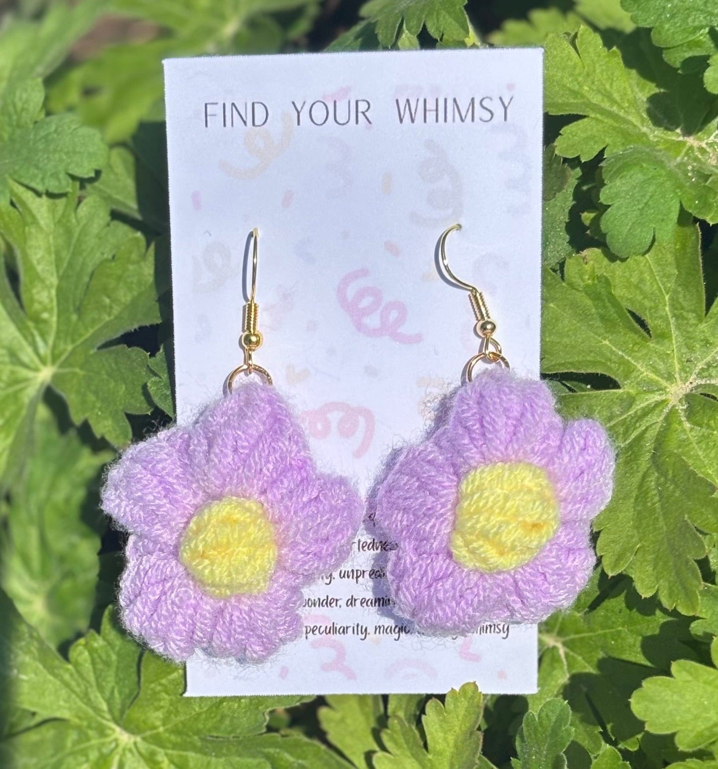 Whitney's Whimzees Purple Handmade Flower Crochet Earrings