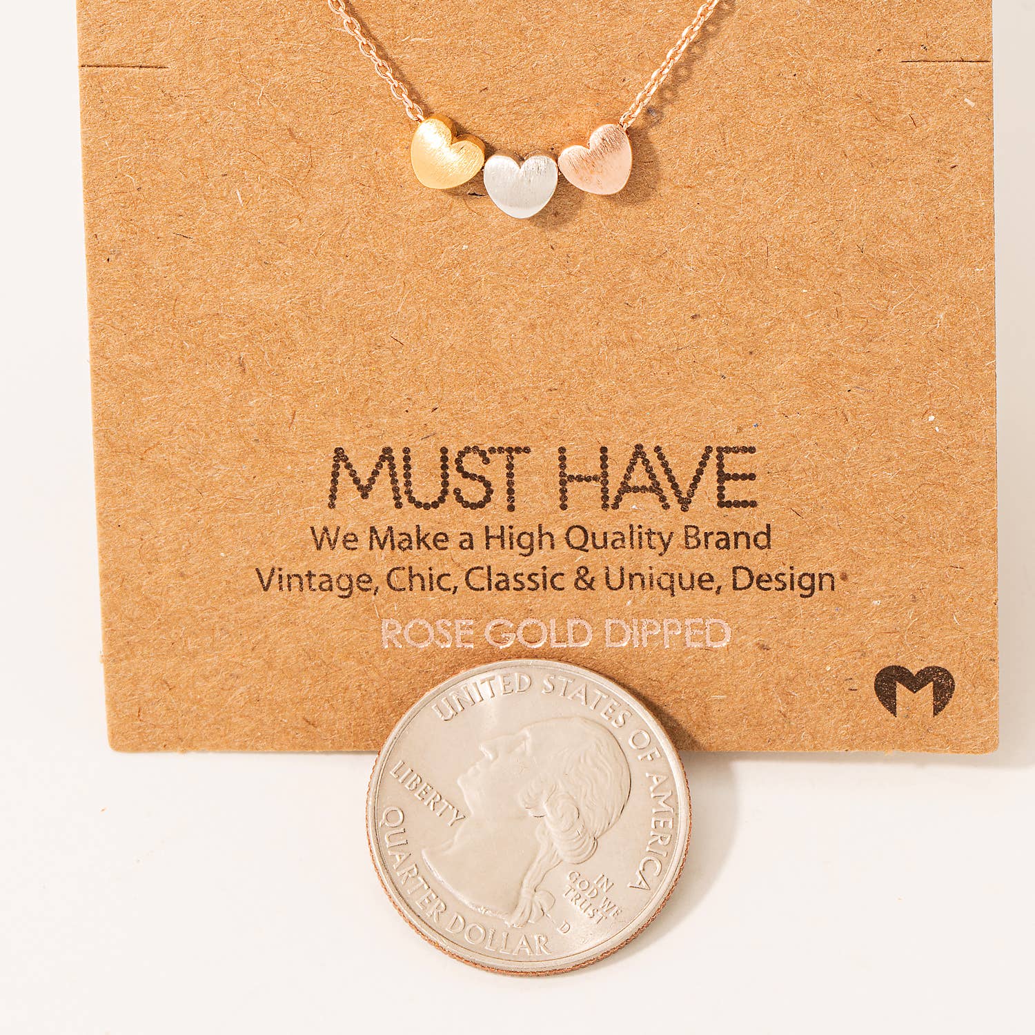 Fame Accessories Dainty Three Heart Pendant Necklace: G