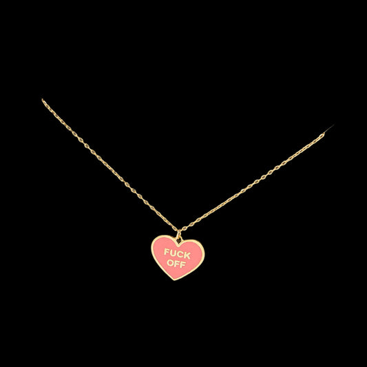 Fame Accessories Fuck Off Heart Pendant Necklace: PK