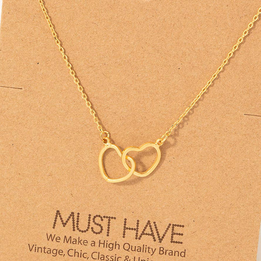 Fame Accessories Heart Link Charm Necklace: G