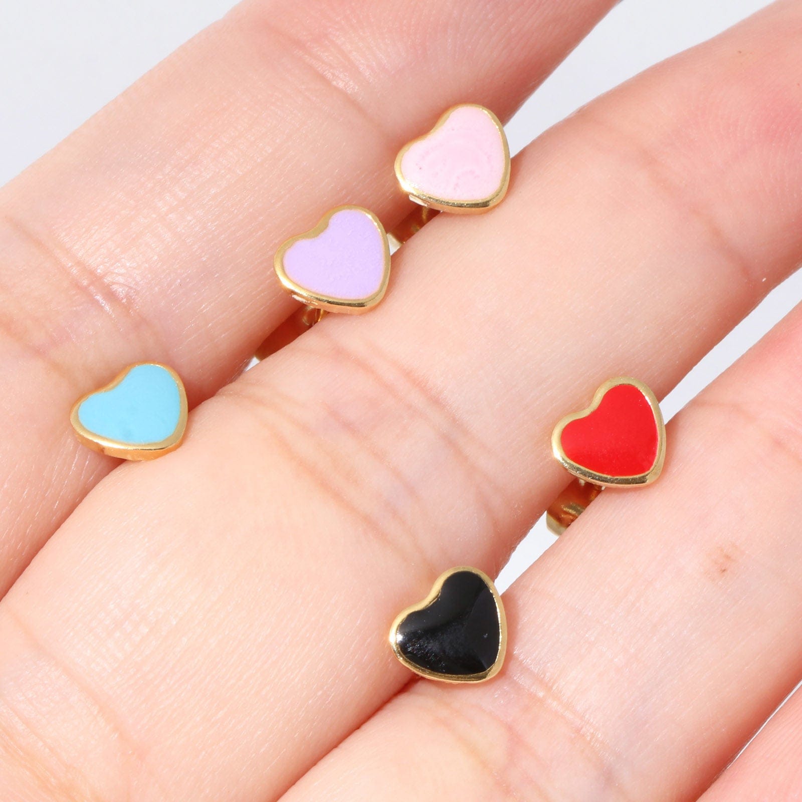 Fame Accessories Mini Enamel Heart Stud Earrings