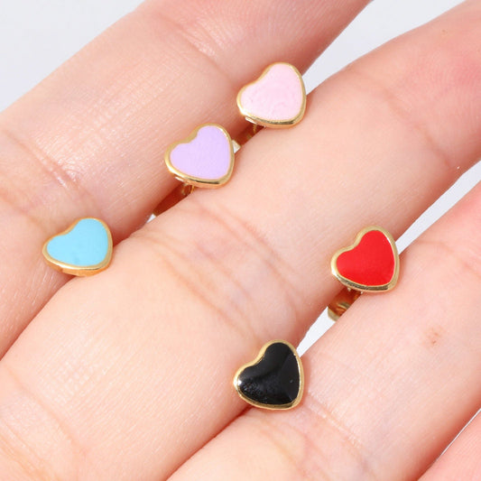 Fame Accessories Mini Enamel Heart Stud Earrings