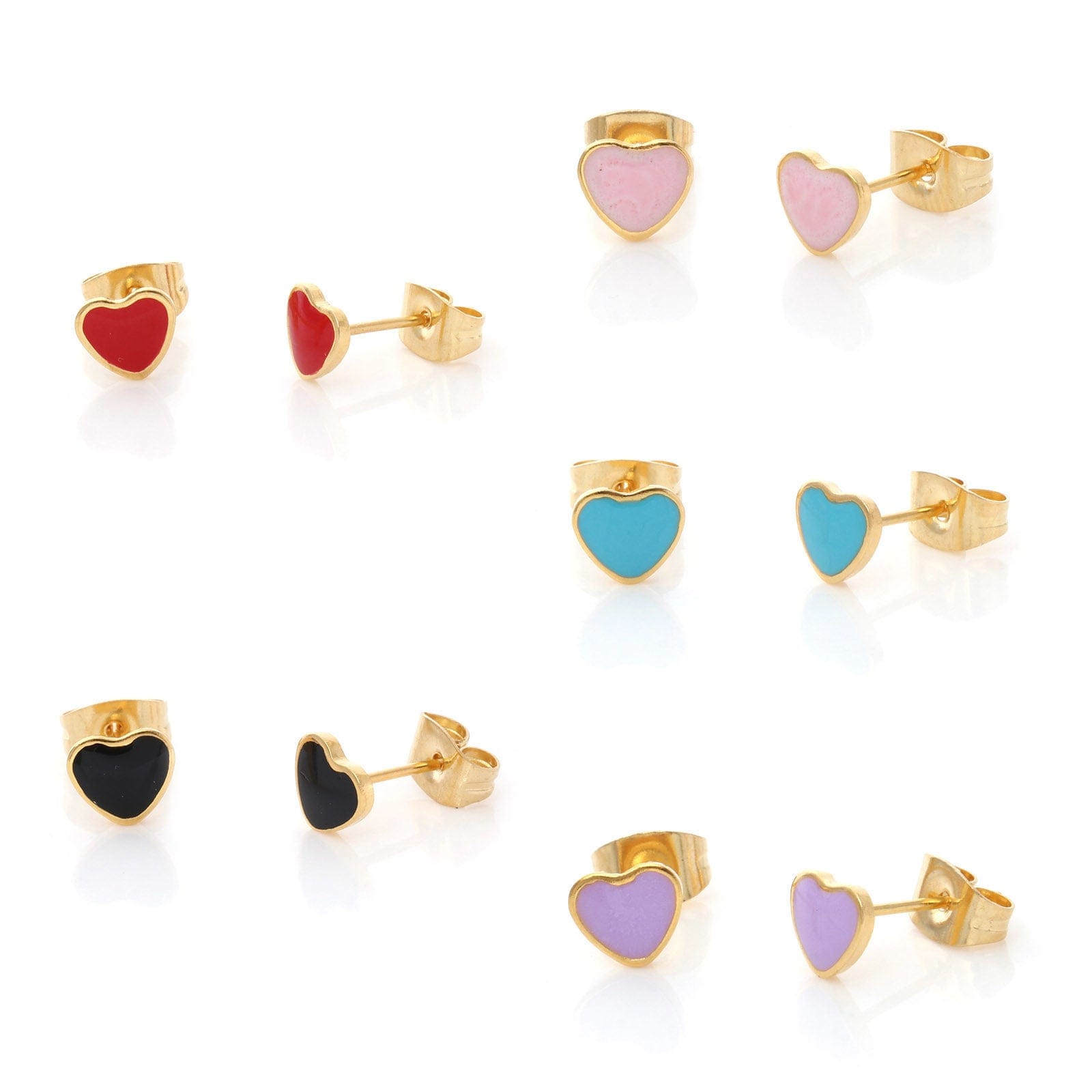 Fame Accessories Mini Enamel Heart Stud Earrings