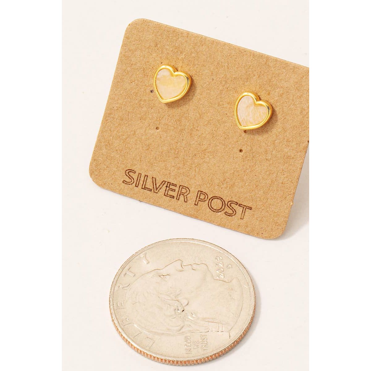 Fame Accessories Mini Gemstone Heart Stud Earrings: G