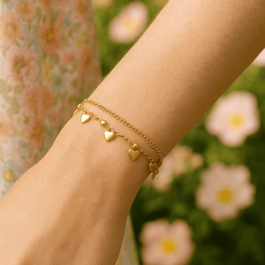 The Smiley Face Boutique 💛 Gold Heart Layered Bracelet – Sweet & Chic! 💛