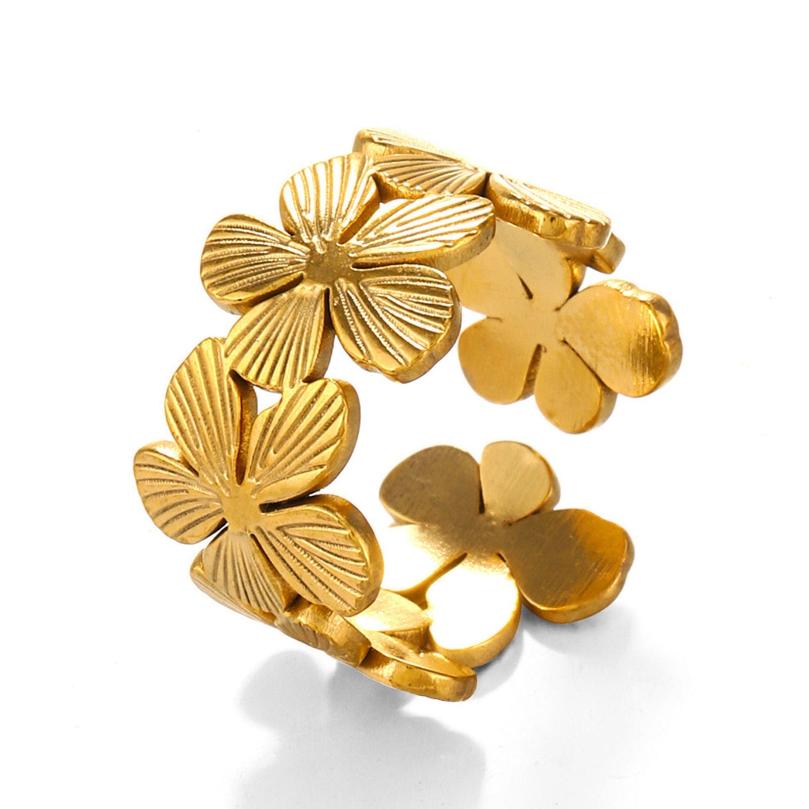 The Smiley Face Boutique 🌸 Golden Bloom Open Ring – Floral Elegance with a Modern Twist! 🌸