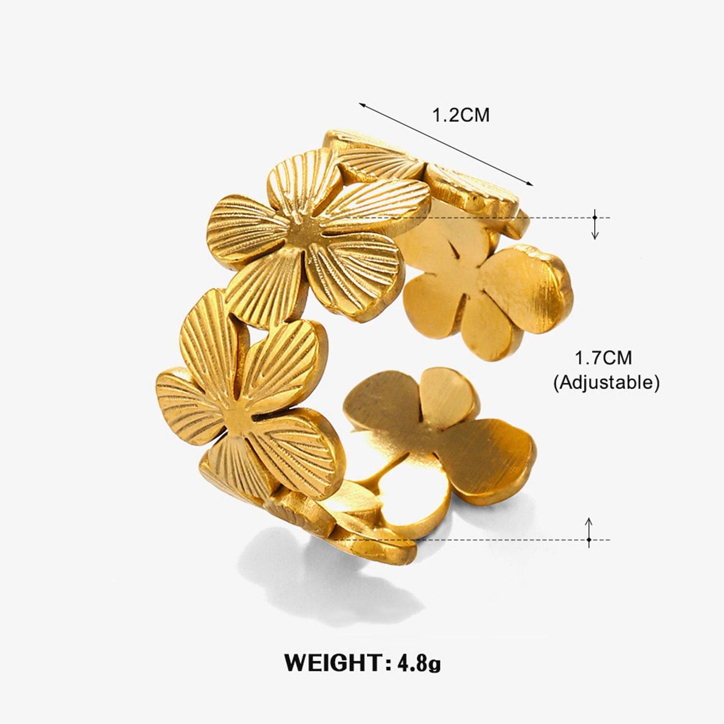 The Smiley Face Boutique 🌸 Golden Bloom Open Ring – Floral Elegance with a Modern Twist! 🌸