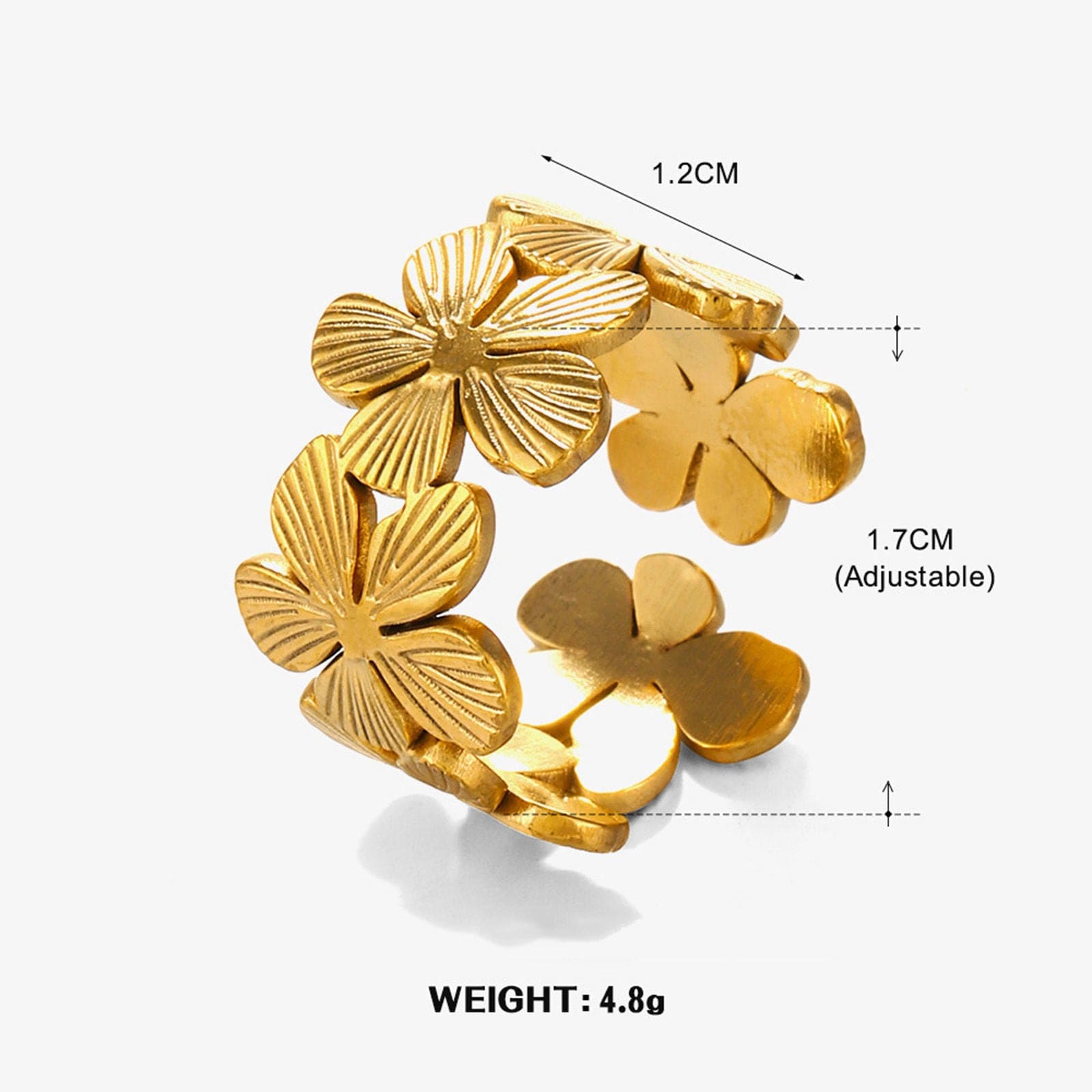 The Smiley Face Boutique 🌸 Golden Bloom Open Ring – Floral Elegance with a Modern Twist! 🌸