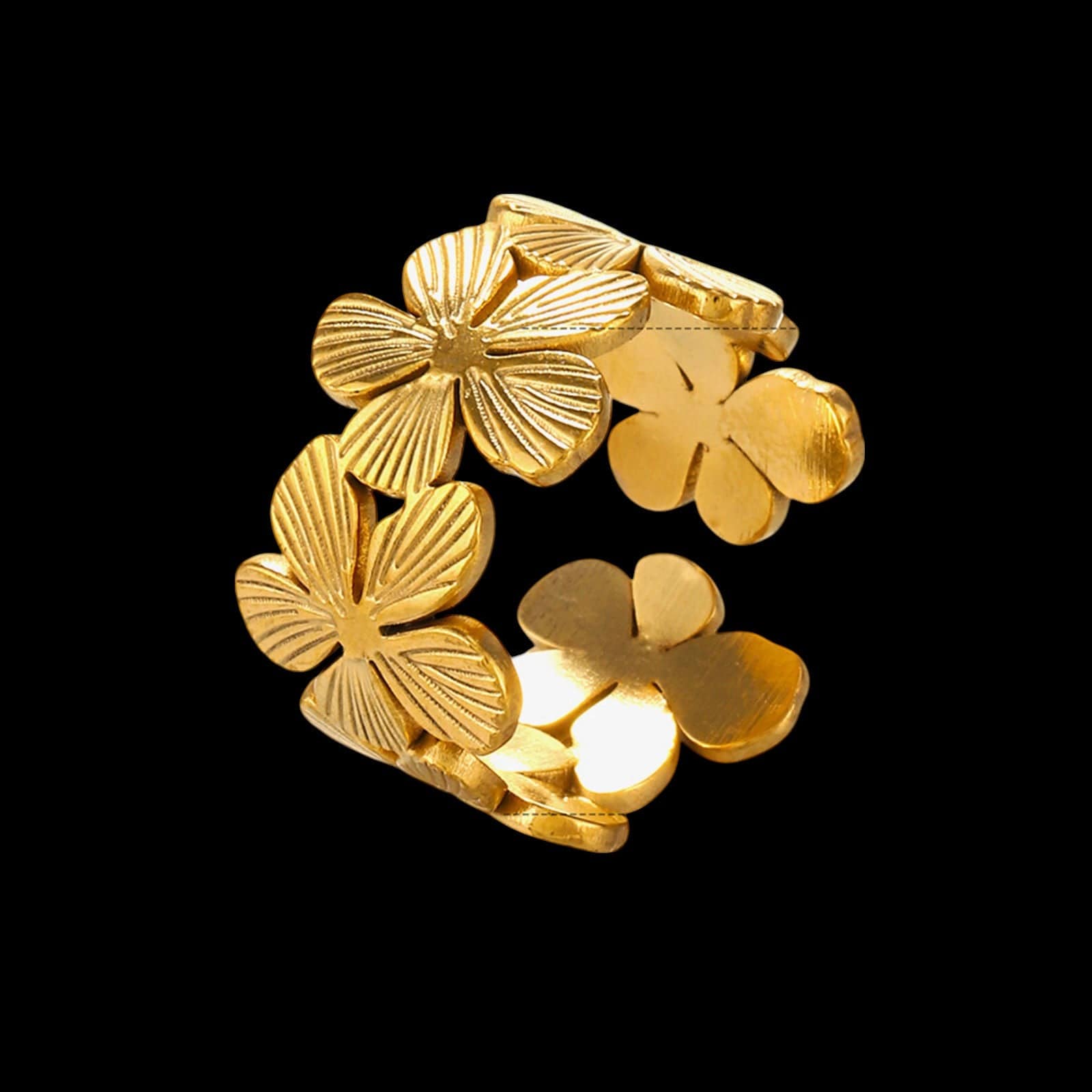 The Smiley Face Boutique 🌸 Golden Bloom Open Ring – Floral Elegance with a Modern Twist! 🌸