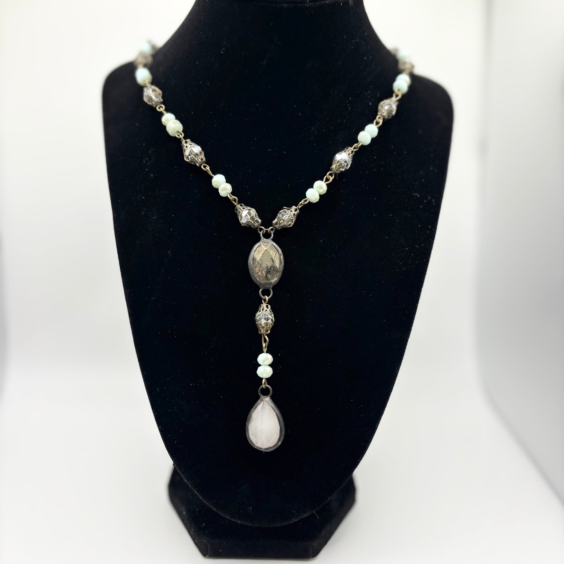 The Smiley Face Boutique Melania Clara Aqua & Blush Drop Necklace – Little Luxuries Collection