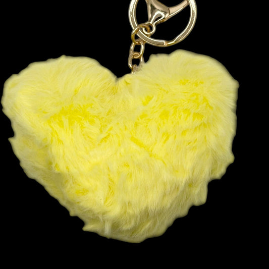 The Smiley Face Boutique Yellow Fluffy Heart Keychain 💜💖