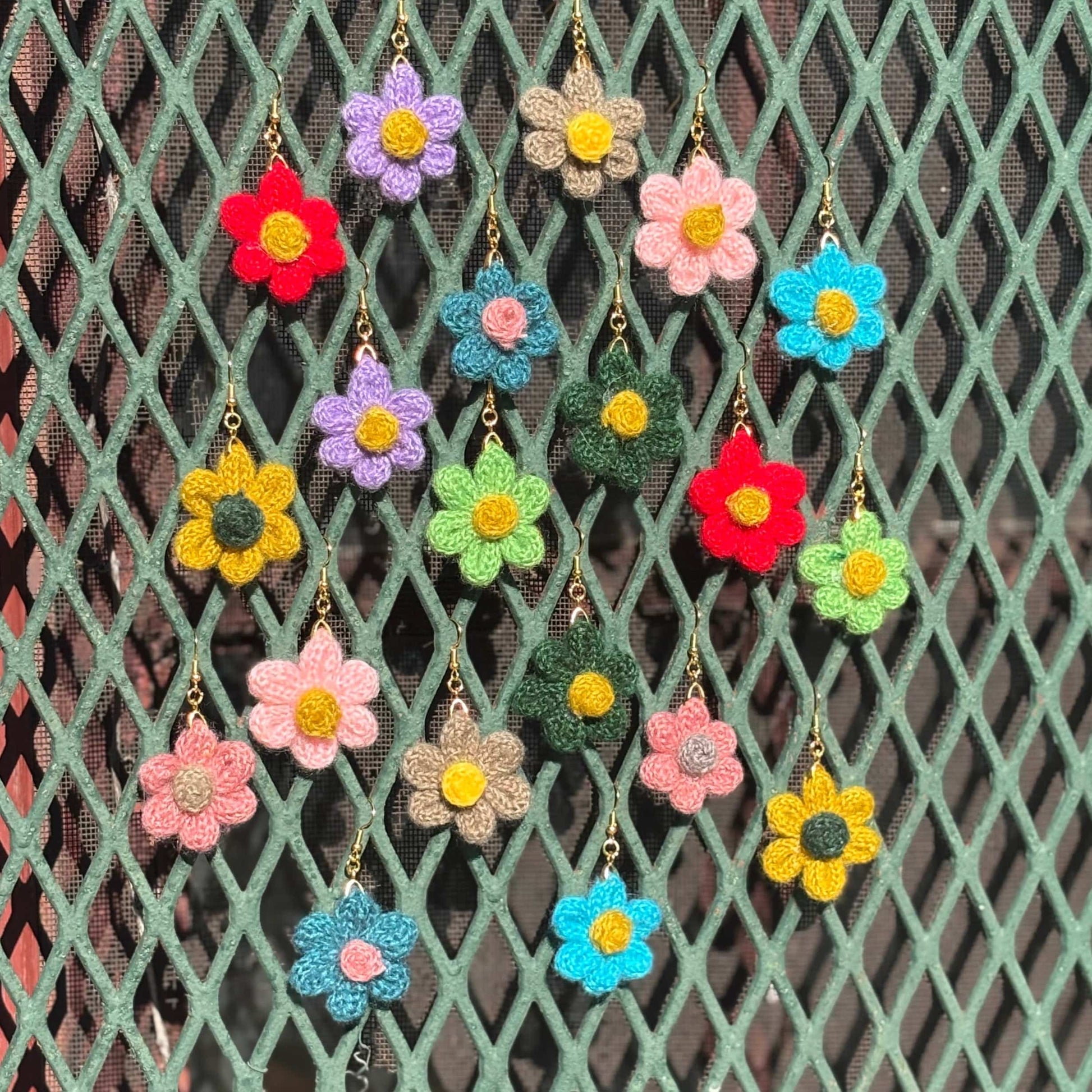 Whitney's Whimzees Handmade Flower Crochet Earrings - 1.25 inch Flowers