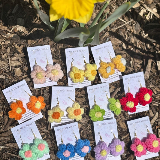 Whitney's Whimzees Handmade Flower Crochet Earrings