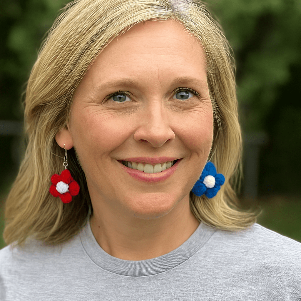 Whitney's Whimzees Red, White & Bloom Earrings